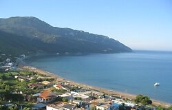 Photograph over Agios Georgios bay