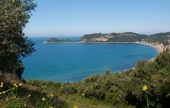 Photograph over Agios Georgios Bay